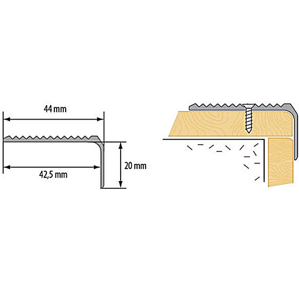 1m Anodized Aluminum Stair Nosing Edge Trim