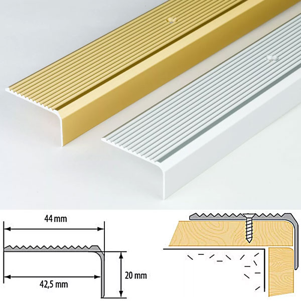 1m Anodized Aluminum Stair Nosing Edge Trim