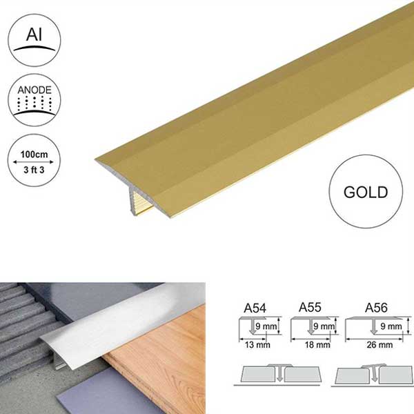 26mm Anodised Aluminium Threshold Trim T Bar Transition Trim For Tiles