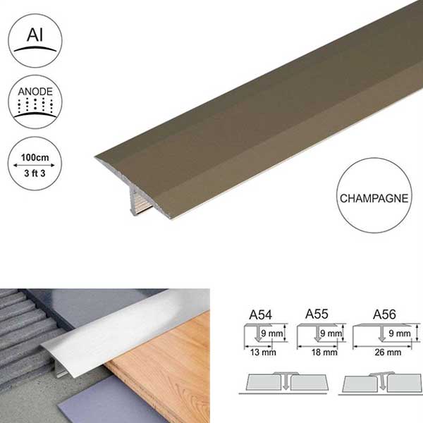 26mm Anodised Aluminium Threshold Trim T Bar Transition Trim For Tiles