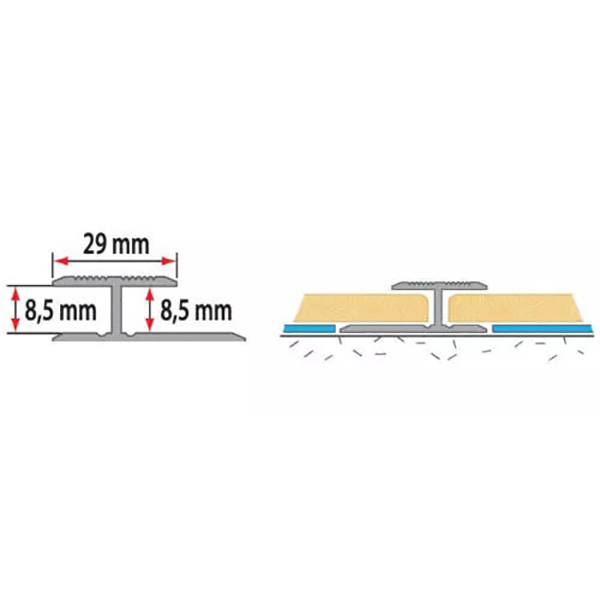 29mm Anodised Aluminium Effect Laminate Connector Door Floor Bar Trim Threshold 