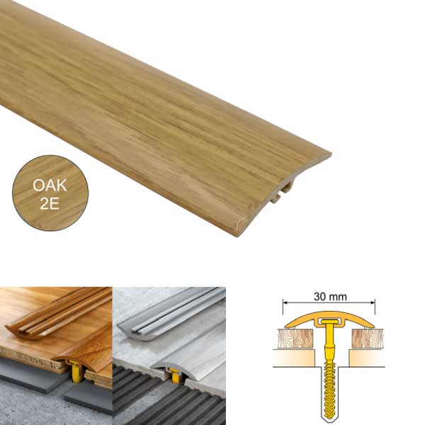 30mm Wide PVC Door Floor Trim for Wooden, Laminate, Vinyl or Tiled Floors