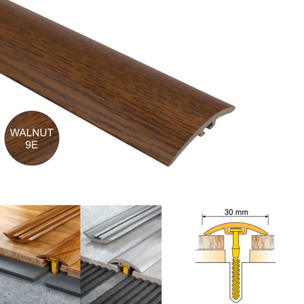 30mm Wide PVC Door Floor Trim for Wooden, Laminate, Vinyl or Tiled Floors