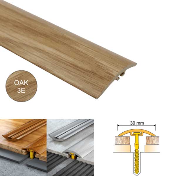 30mm Wide PVC Door Floor Trim for Wooden, Laminate, Vinyl or Tiled Floors