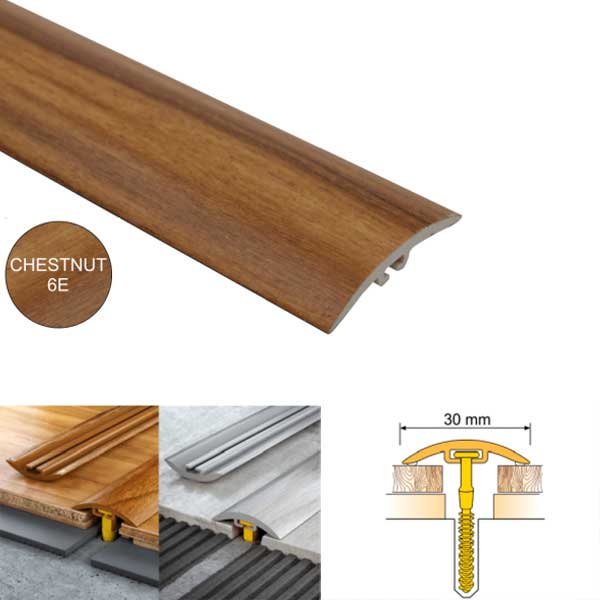 30mm Wide PVC Door Floor Trim for Wooden, Laminate, Vinyl or Tiled Floors