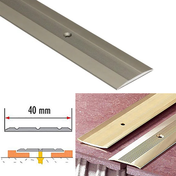 38mm x 1m Aluminium Grooved Floor Trim – For Joined Carpets