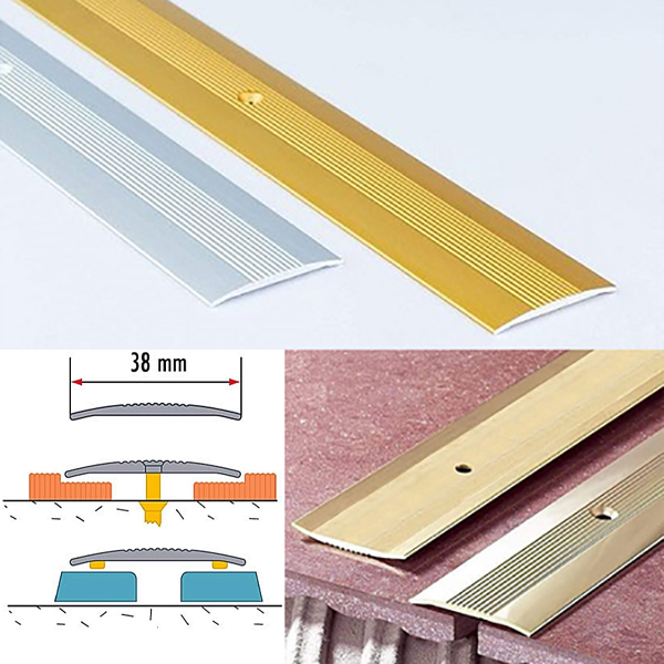 38mm x 1m Aluminium Grooved Floor Trim – For Joined Carpets