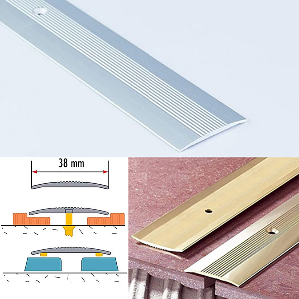 38mm x 1m Aluminium Grooved Floor Trim – For Joined Carpets