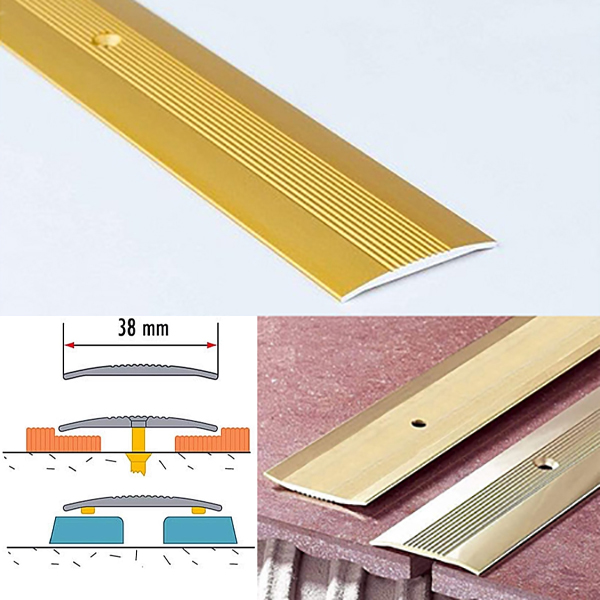 38mm x 1m Aluminium Grooved Floor Trim – For Joined Carpets