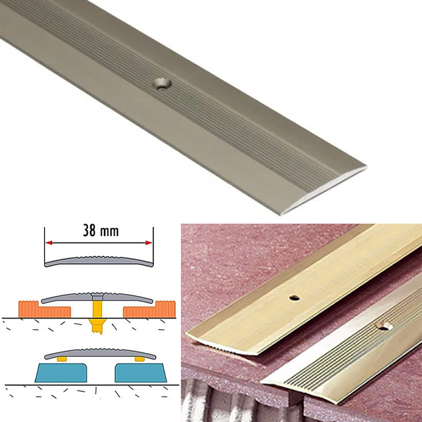 38mm x 1m Aluminium Grooved Floor Trim – For Joined Carpets