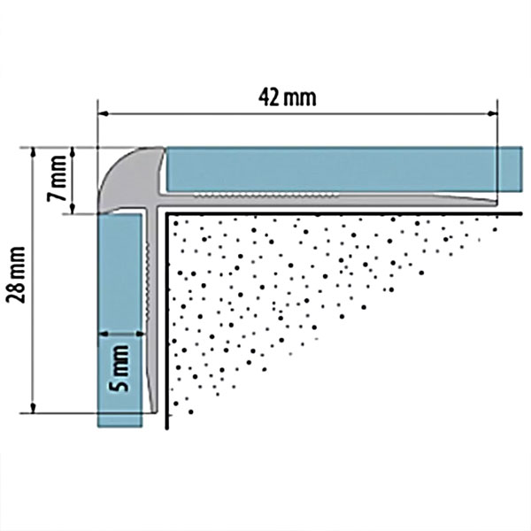 5mm LVT Outer Corner Vinyl Flooring Silver Stair Nosing Edge Profile