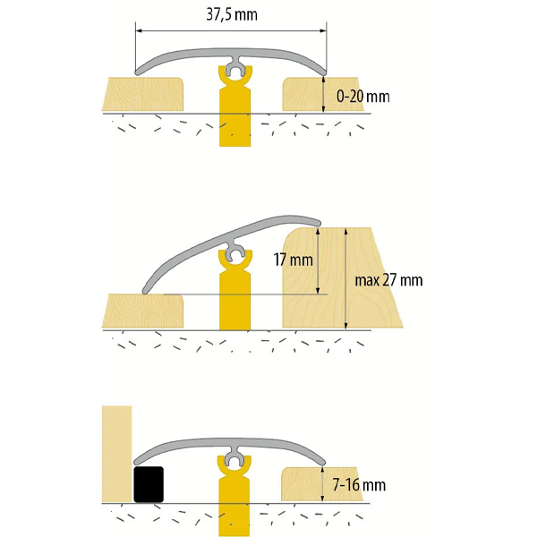 Aluminium Door Bars Transition Trim Threshold Strip Laminate Tiles - 37mm 
