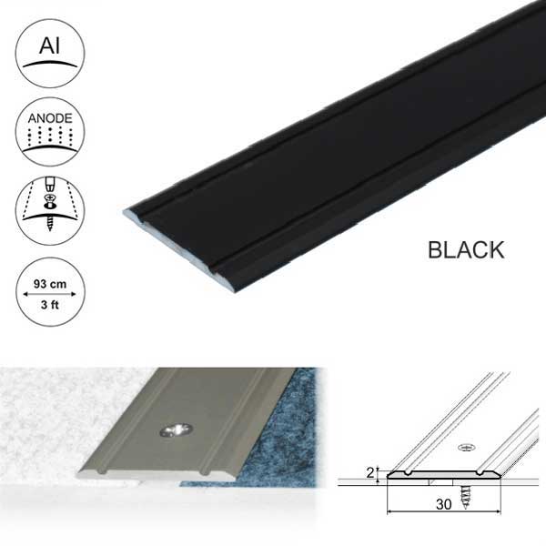 Aluminium Flat Door Threshold  Screw fix For Wooden, Laminate, Carpet Vinyl Flooring