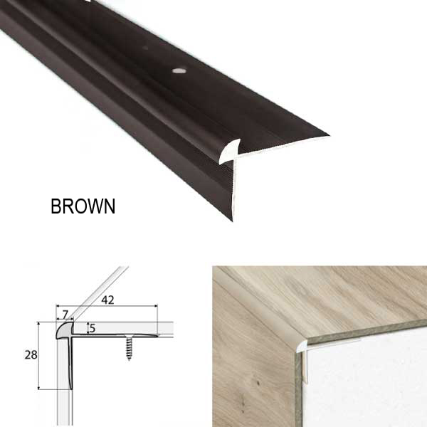 Aluminium Luxury Click Vinyl Flooring Stairs Nosing
