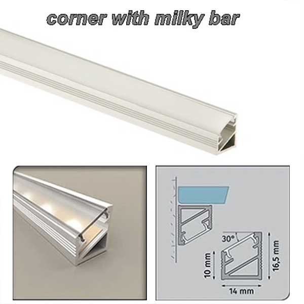 Aluminium PVC LED Strip Channel - Corner Edge Trim Profile