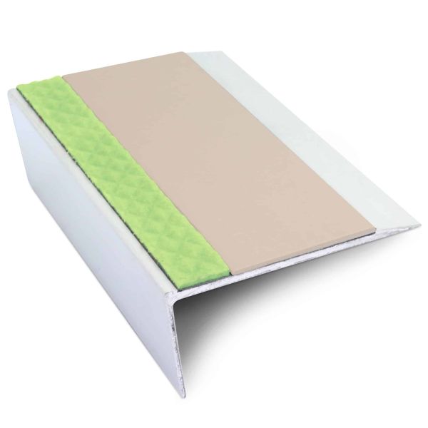  Aluminium Stair Nosing Edge Trim 66mm x 32mm With Anti Slip Pvc Insert