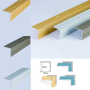 Anodised aluminium non slip ribbed stair nosing edge trim for indoor and outdoor stairs