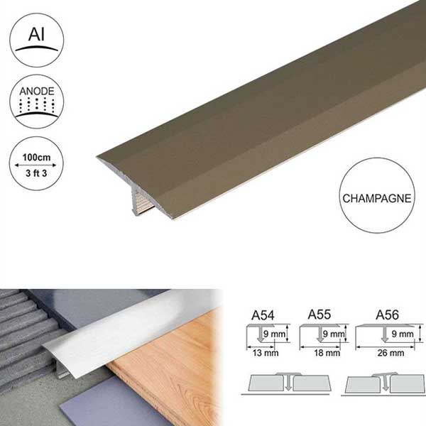 Anodised Aluminium Threshold Trim T Bar Transition Trim For Tiles