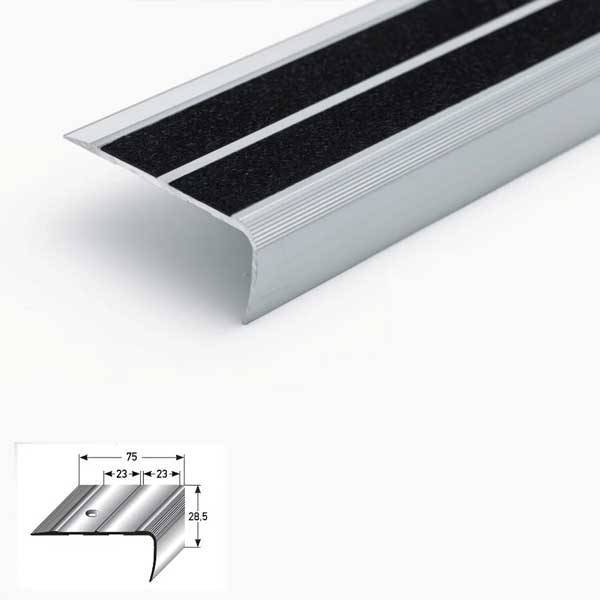 1m Aluminium Stair Nosing Strip Anti-Slip Edge Trim for Steps