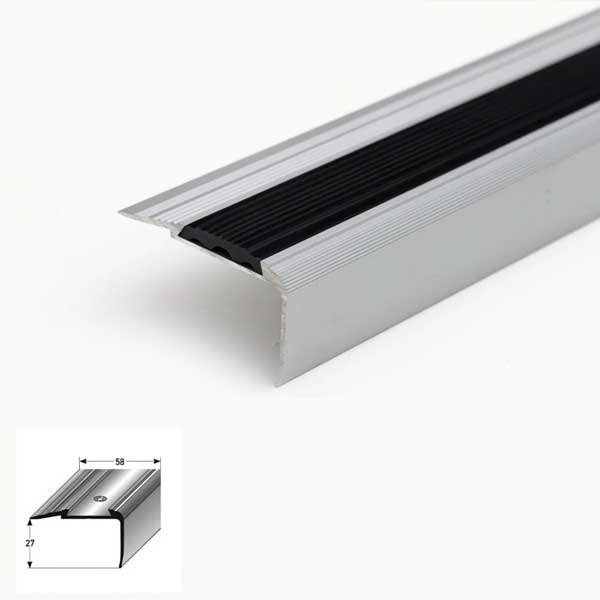 1m Aluminium Stair Nosing Strip Anti-Slip Edge Trim for Steps