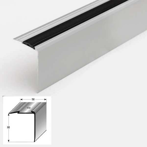 1m Aluminium Stair Nosing Strip Anti-Slip Edge Trim for Steps
