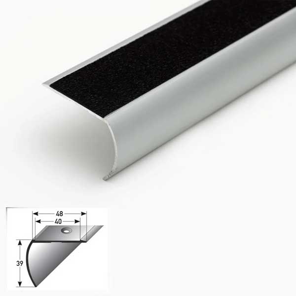 1m Aluminium Stair Nosing Strip Anti-Slip Edge Trim for Steps