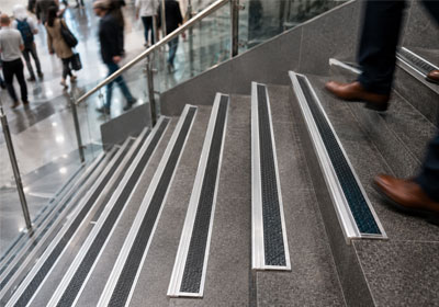 Commercial aluminium stair nosing for heavy foot traffic