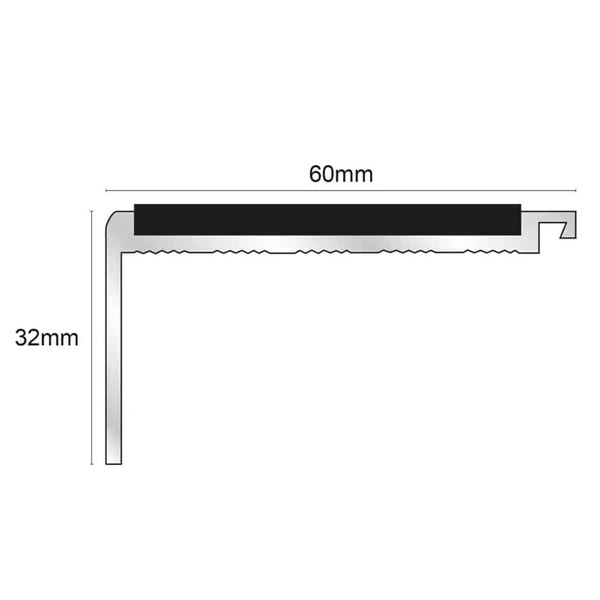 Commercial Stair Nosing 60mm x 32mm With PVC Insert Non Slip