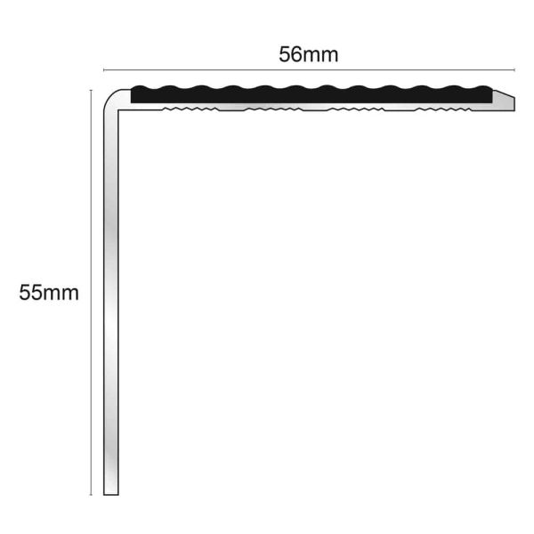 DDA Compliant Aluminium Non Slip Stair Nosing Edge Trim With Pvc Insert 56 x 55mm 