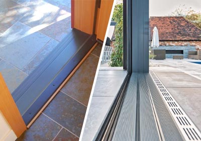 Comparison of residential and commercial door thresholds side by side