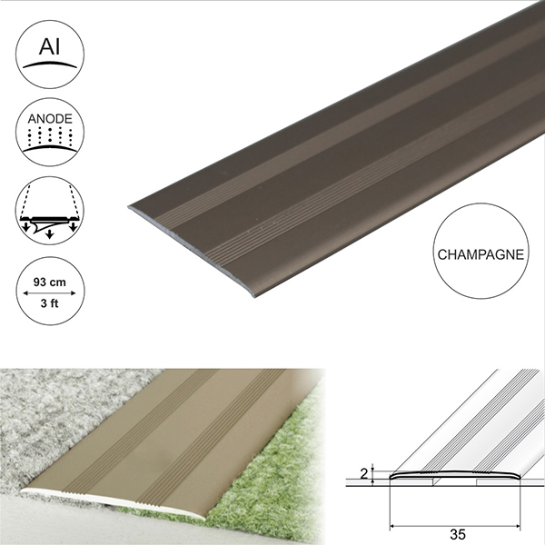 Flat Aluminium Door Thresholds Self Adhesive, Floor Trim