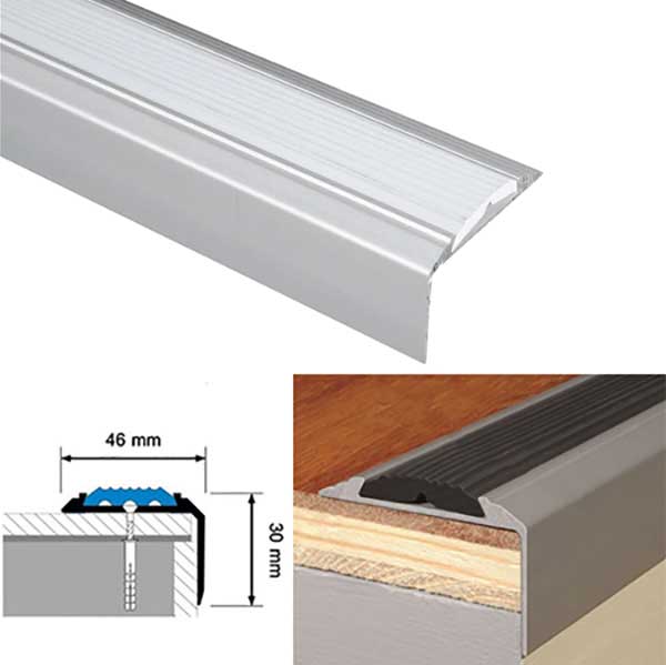 Heavy Duty Aluminium Stair Nosing with Non Slip Rubber Edge