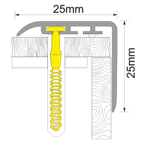 Non Slip UPVC Stair Nosing Trim Wooden Finish - 25mm x 25mm