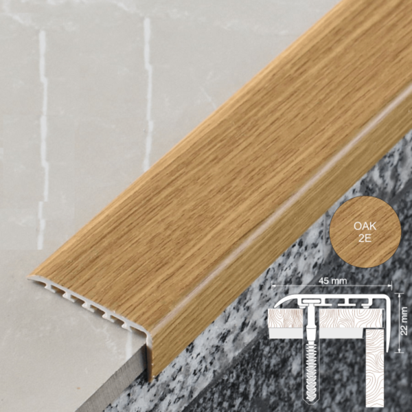Non Slip UPVC Stair Nosing Trim Wooden Finish - 25mm x 25mm