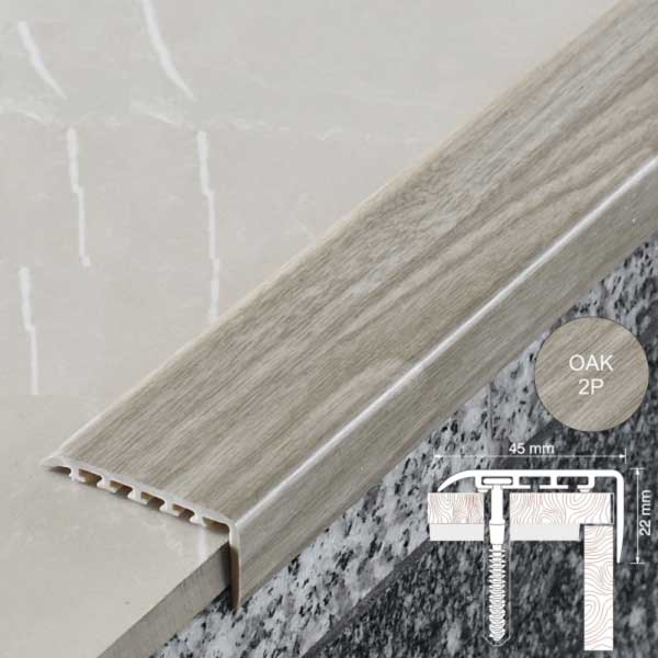 Non Slip UPVC Stair Nosing Trim Wooden Finish - 25mm x 25mm