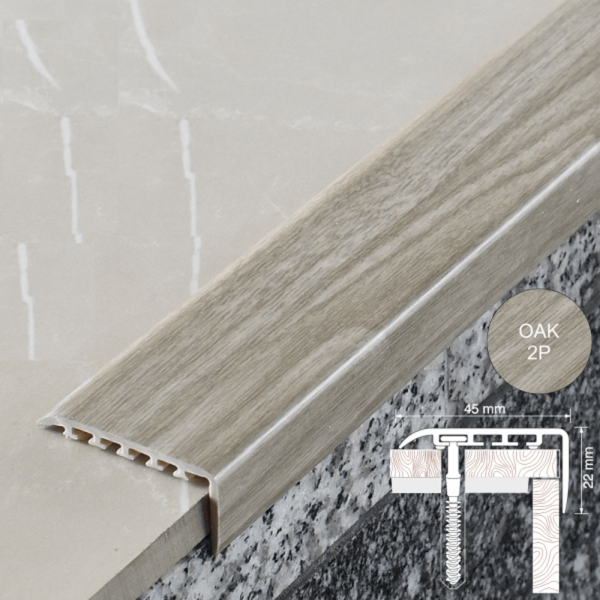 Non Slip UPVC Stair Nosing Trim Wooden Finish - 25mm x 25mm