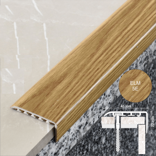 Non Slip UPVC Stair Nosing Trim Wooden Finish - 25mm x 25mm