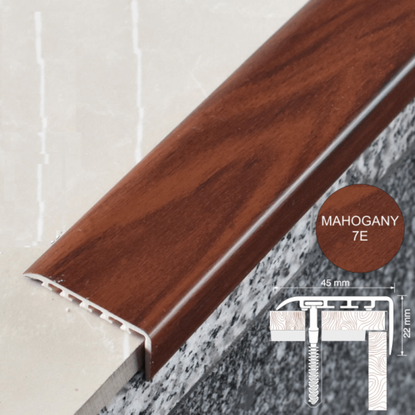 Non Slip UPVC Stair Nosing Trim Wooden Finish - 25mm x 25mm