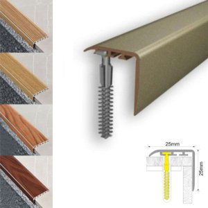 Non Slip UPVC Stair Nosing Trim Wooden Finish - 25mm x 25mm