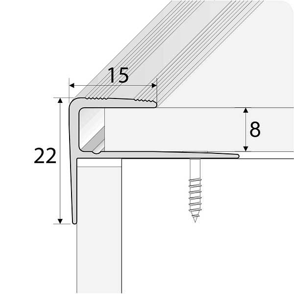Push-In Aluminium Wood Effect Stair Nosing Edge Trim 15 x 22mm 
