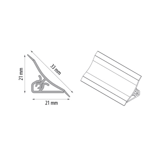 PVC Worktop Profile 2.5m Long Trim with 33mm Wide Edging Splashback Accessories