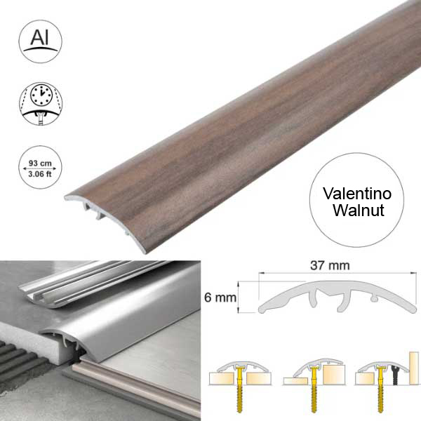 Self-Adhesive 37mm Wood Effect Aluminium Door Threshold Strip 