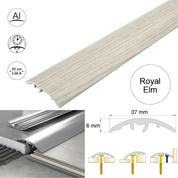Self-Adhesive 37mm Wood Effect Aluminium Door Threshold Strip 