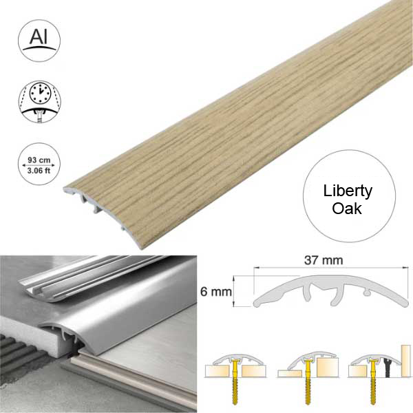 Self-Adhesive 37mm Wood Effect Aluminium Door Threshold Strip 