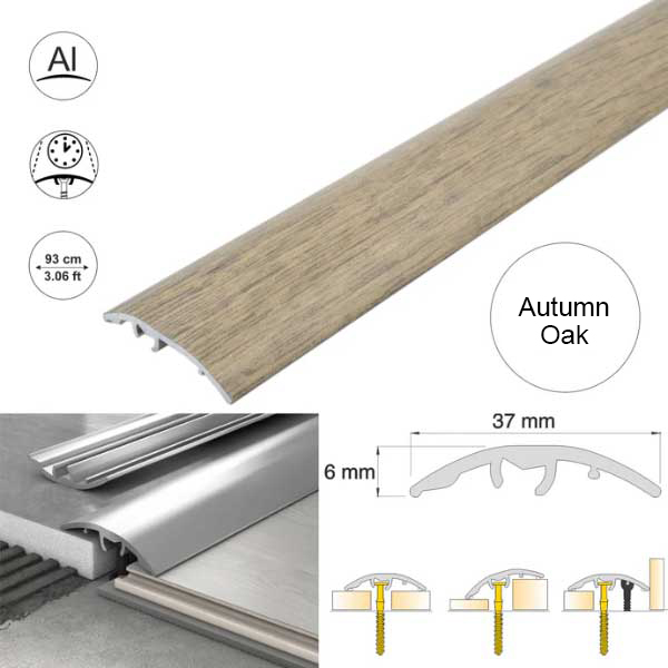 Self-Adhesive 37mm Wood Effect Aluminium Door Threshold Strip 