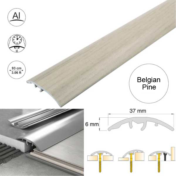 Self-Adhesive 37mm Wood Effect Aluminium Door Threshold Strip 