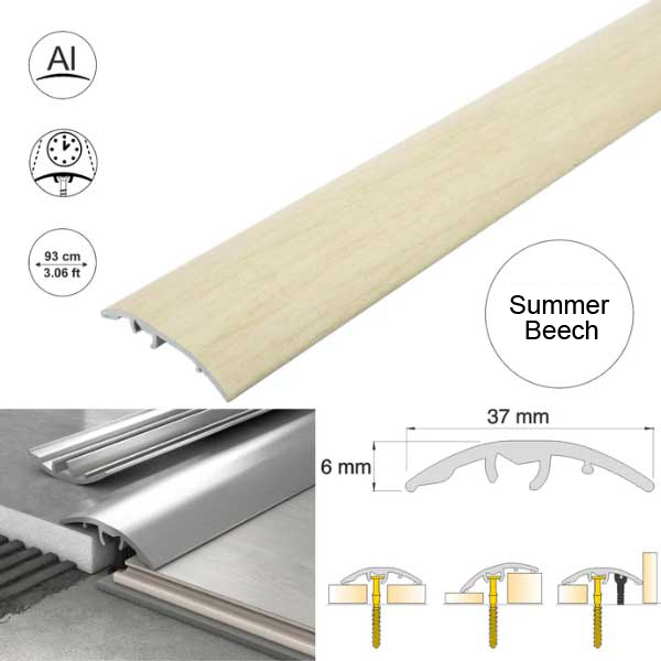 Self-Adhesive 37mm Wood Effect Aluminium Door Threshold Strip 