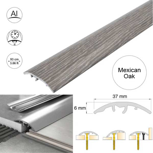 Self-Adhesive 37mm Wood Effect Aluminium Door Threshold Strip 