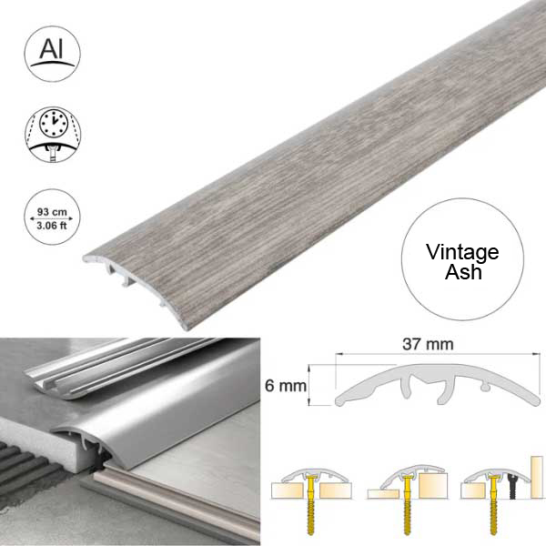 Self-Adhesive 37mm Wood Effect Aluminium Door Threshold Strip 