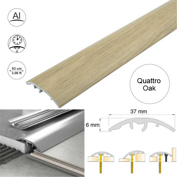 Self-Adhesive 37mm Wood Effect Aluminium Door Threshold Strip 